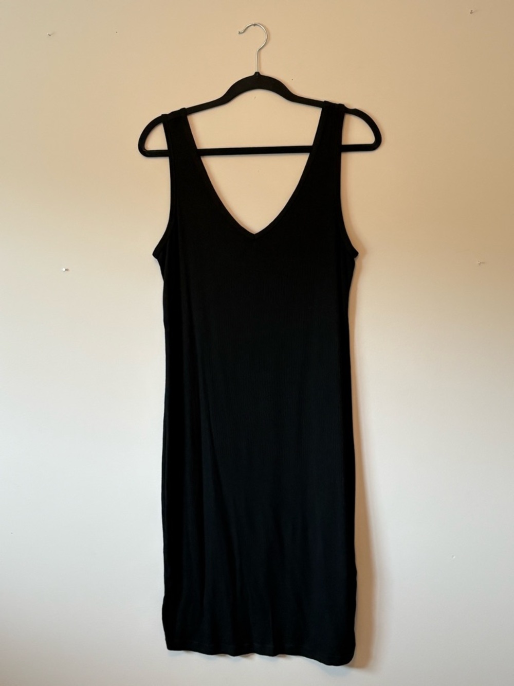 Laundry by Design Black Sleeveless Dress L | V-Neck Stretch Tank